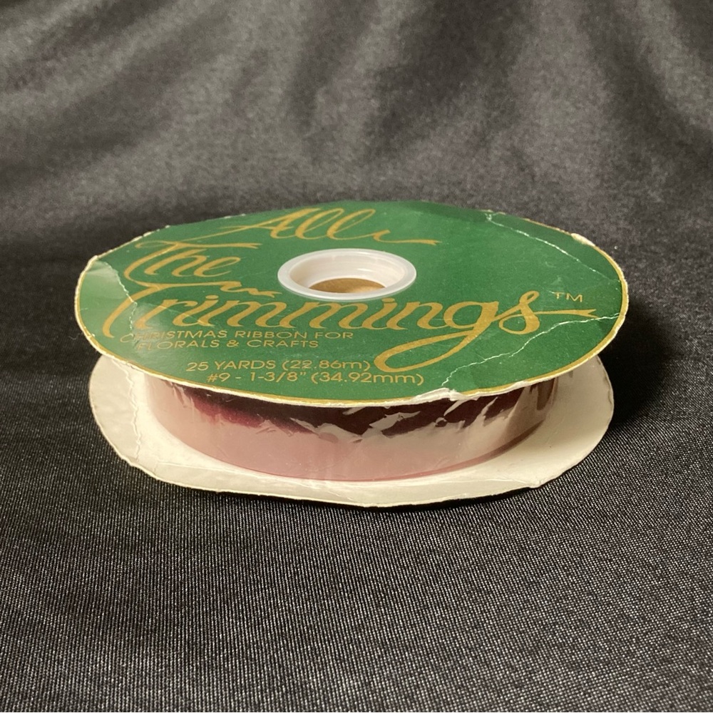 💘 Vintage All The Trimmings Dark Red Velvet Ribbon 1.5” x 900”